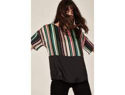 Kadın Siyah Renkli Çizgili Bluz Kadın Siyah Renkli Çizgili Bluz
