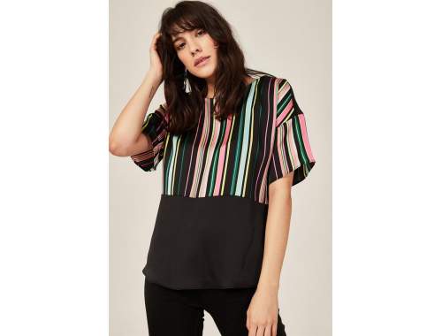 Kadın Siyah Renkli Çizgili Bluz Kadın Siyah Renkli Çizgili Bluz